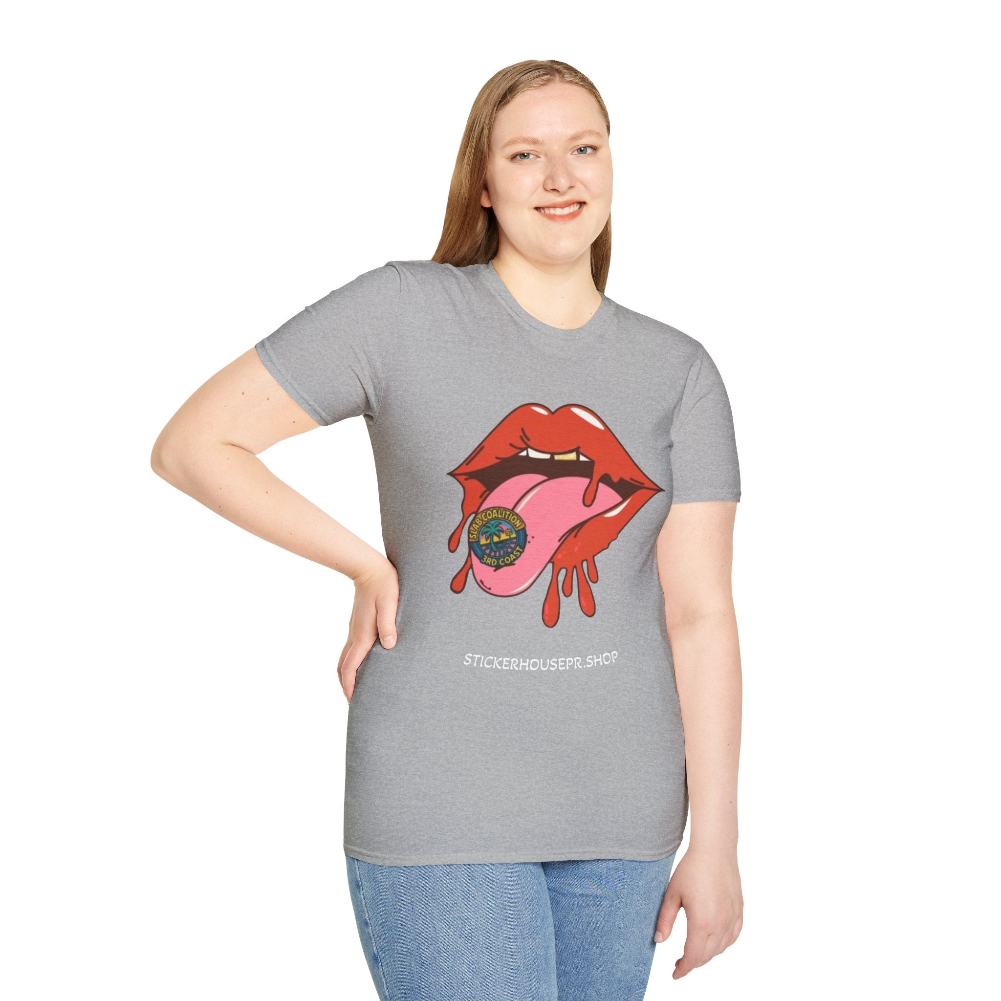 Soft Style Graphic Tee | Bold Lips - Don't Trip | Hand Drawn Design