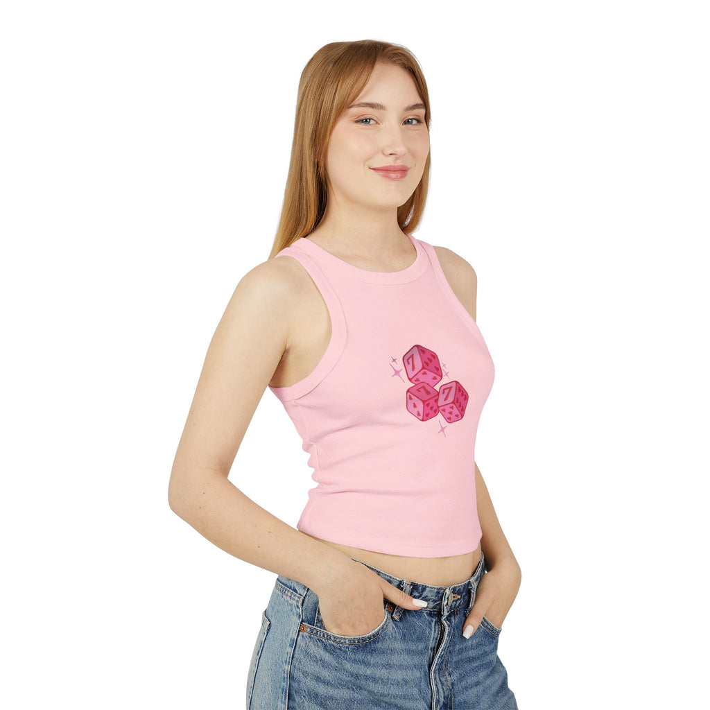 Lucky 7 Sparkling Pink Dice Tank Top