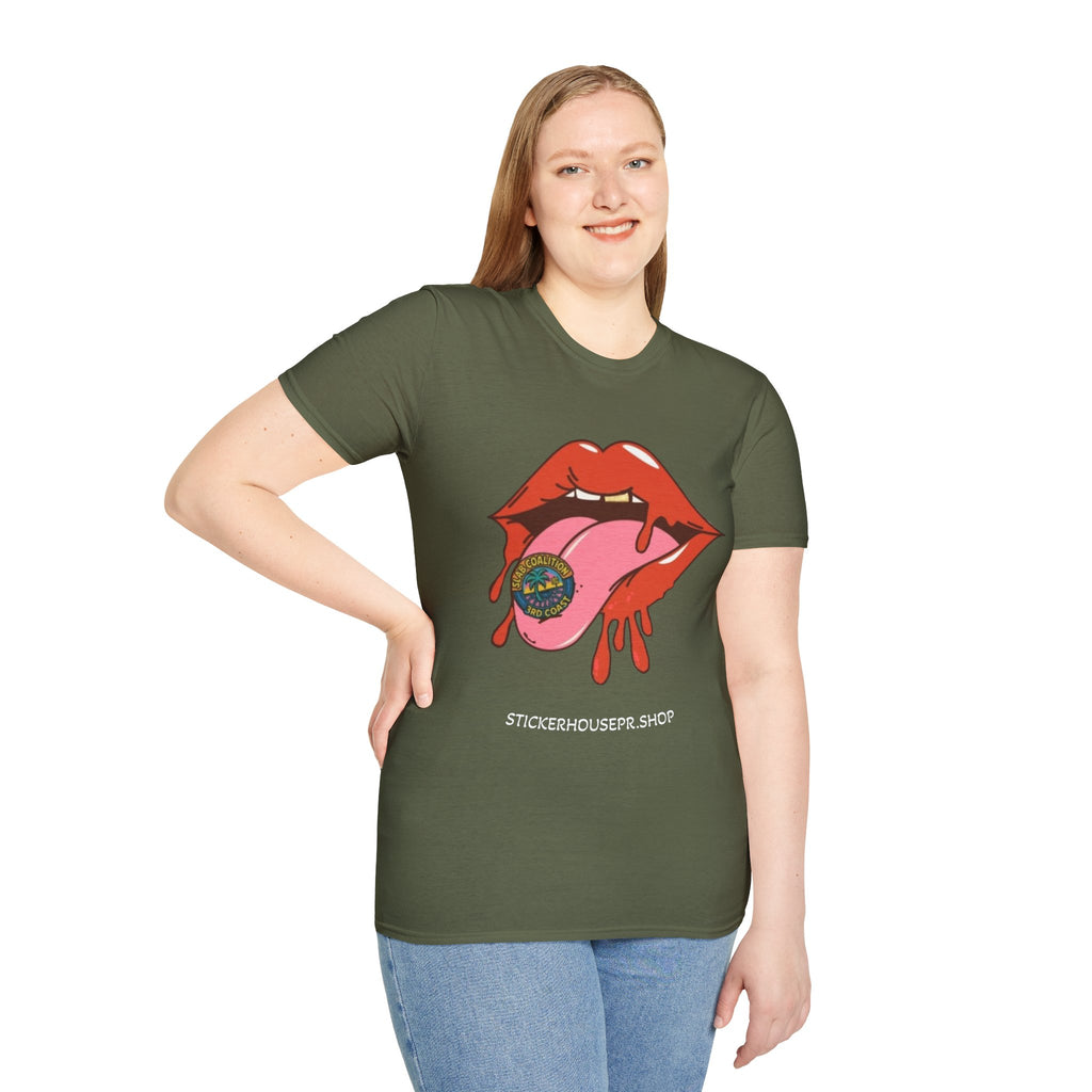 Soft Style Graphic Tee | Bold Lips - Don't Trip | Hand Drawn Design