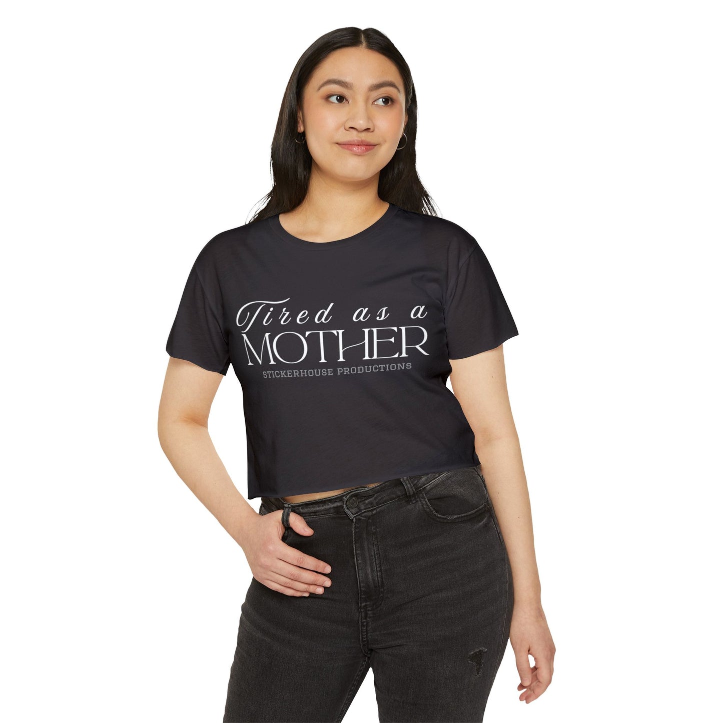 Tired as a Mother Festival Crop Top | Cute Women's Tee, Casual Outfit, Mother's Day Gift, Boho Style, Summer Fashion