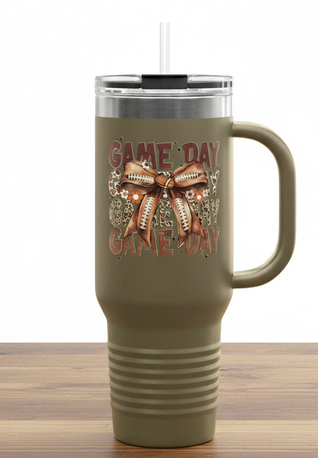 Game Day Insulated Travel Mug | 40oz Sports Drink Cup |Personalize the back with your own team