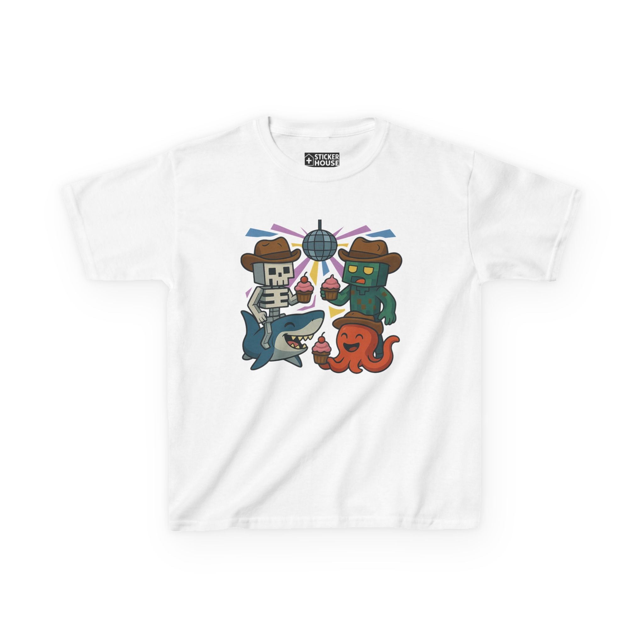 Pixelated Adventures: Kid's Graphic Tee | Underwater Cupcake Disco | Shop BrainStormin' Bodhi's Collection