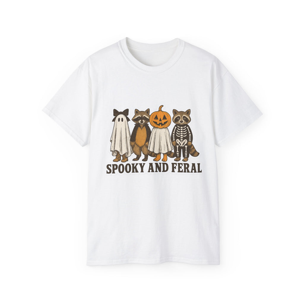 Spooky and Feral Halloween Tee, Cute Halloween Shirt, Unisex Graphic Tee, Fall Festival Apparel, Fun Costume Top