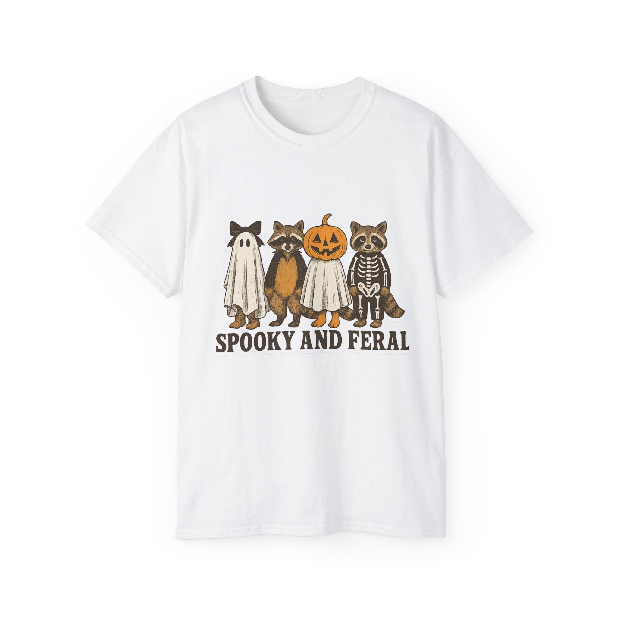 Spooky and Feral Halloween Tee, Cute Halloween Shirt, Unisex Graphic Tee, Fall Festival Apparel, Fun Costume Top