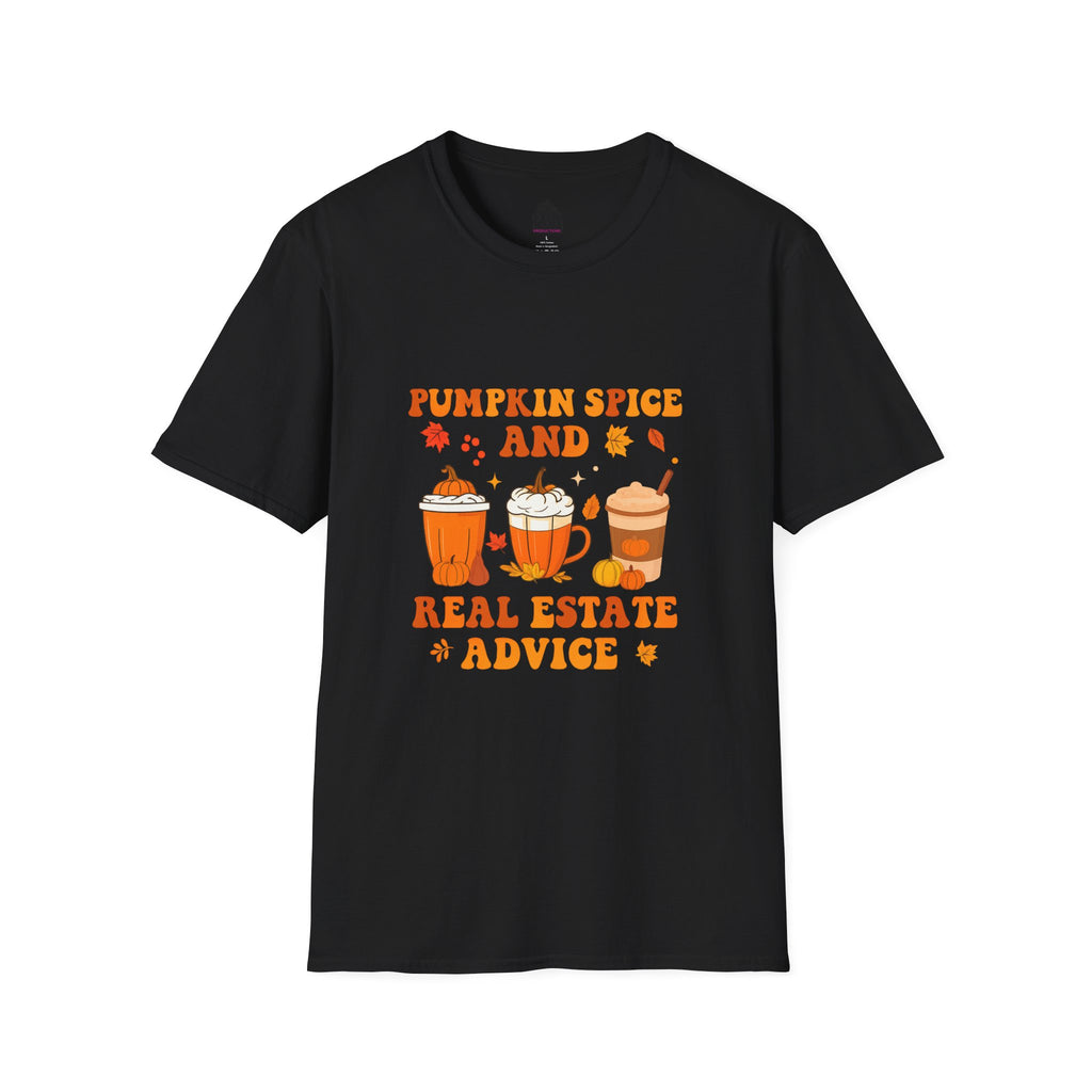 Seasonal Adult Graphic Tee | Pumpkin Spice Real Estate | Shop Sticker House Spooky Season