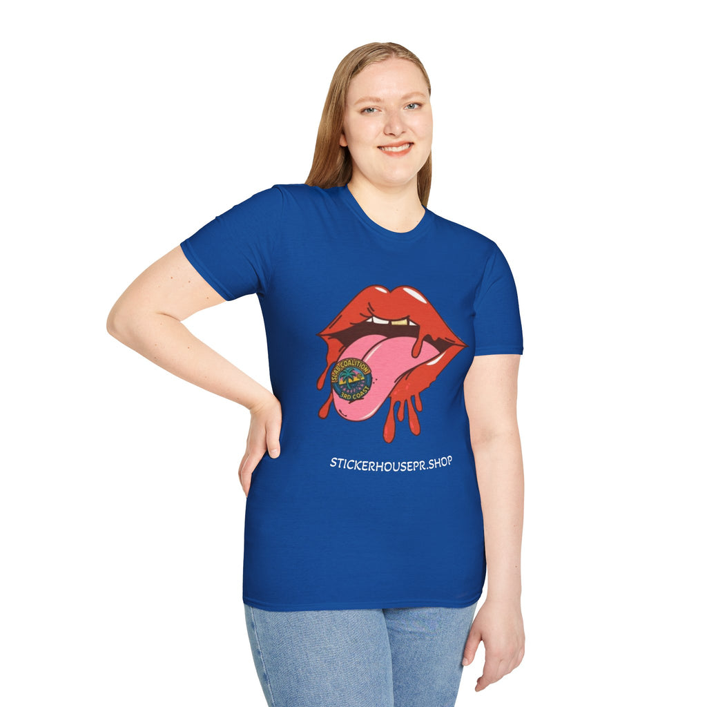Soft Style Graphic Tee | Bold Lips - Don't Trip | Hand Drawn Design