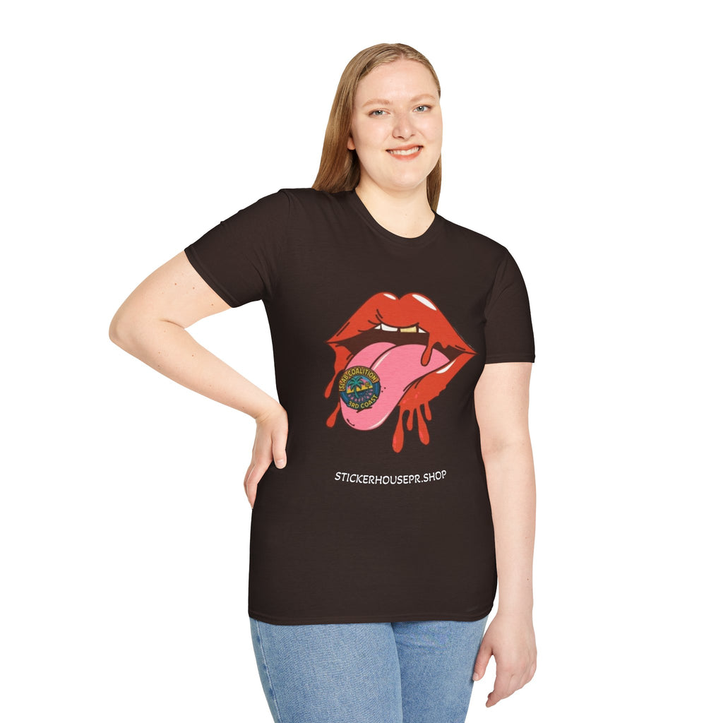 Soft Style Graphic Tee | Bold Lips - Don't Trip | Hand Drawn Design