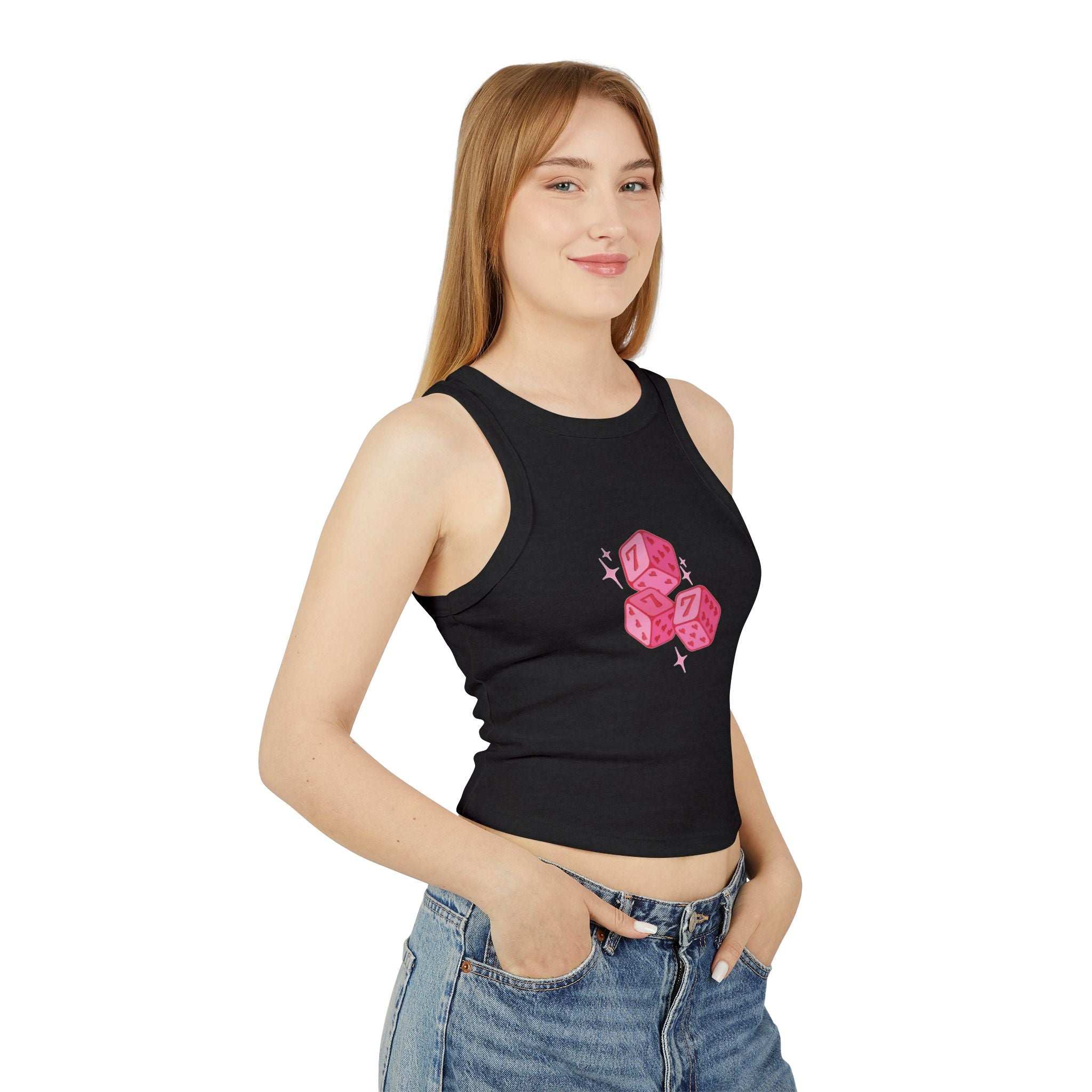 Lucky 7 Sparkling Pink Dice Tank Top