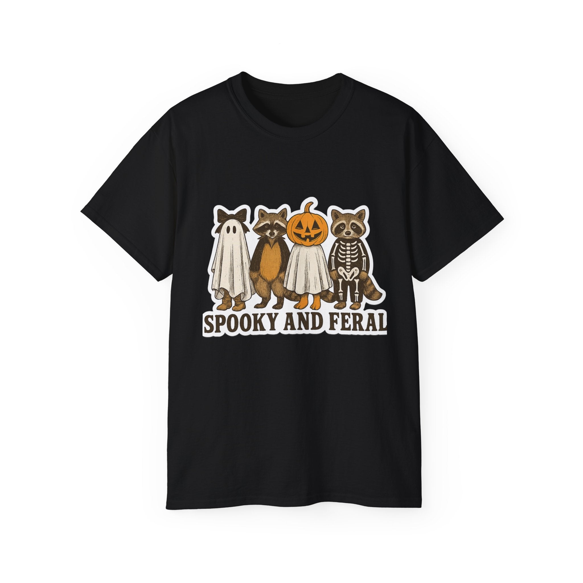 Spooky and Feral Halloween Tee, Cute Halloween Shirt, Unisex Graphic Tee, Fall Festival Apparel, Fun Costume Top