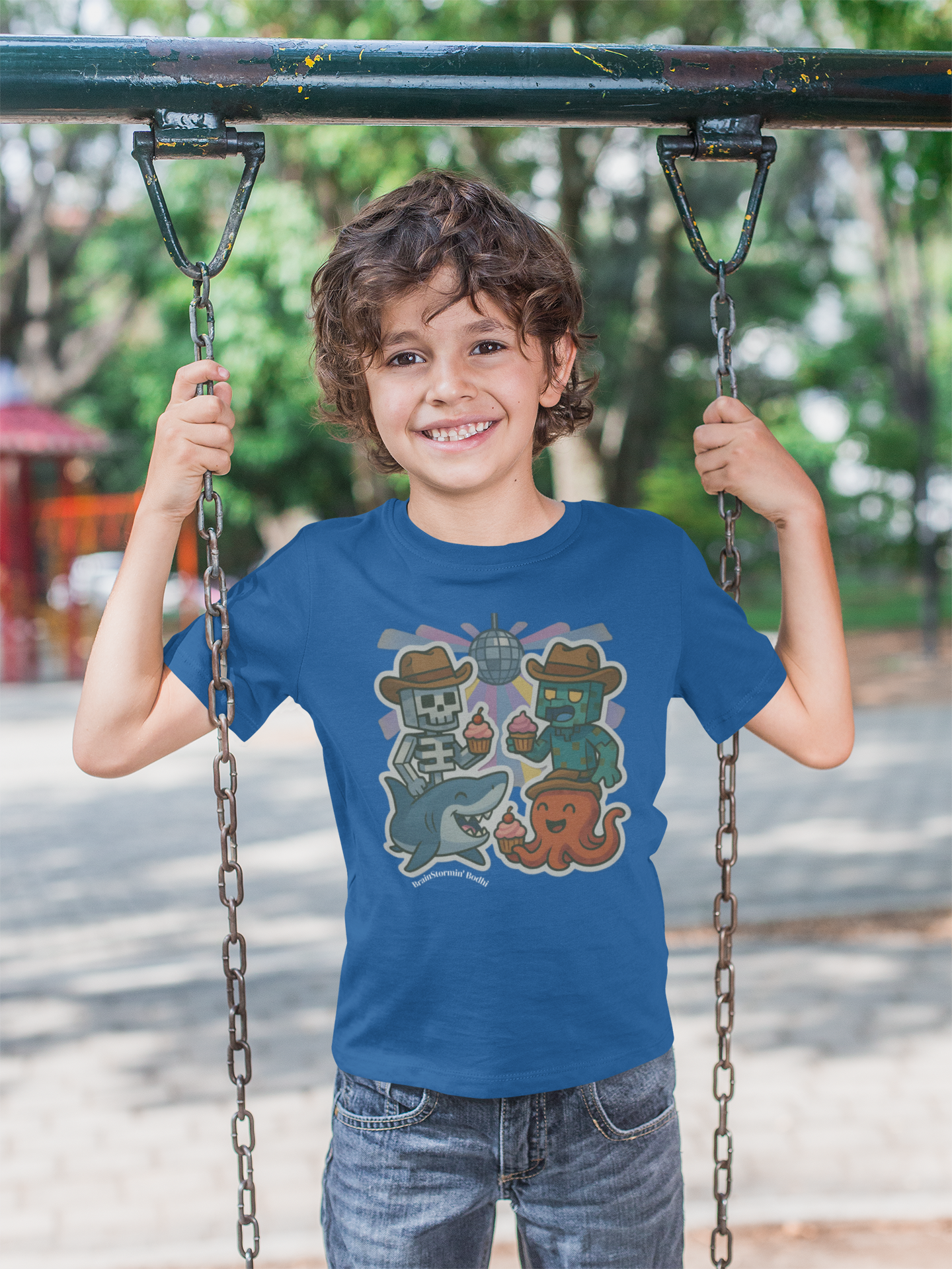 Pixelated Adventures: Kid's Graphic Tee | Underwater Cupcake Disco | Shop BrainStormin' Bodhi's Collection