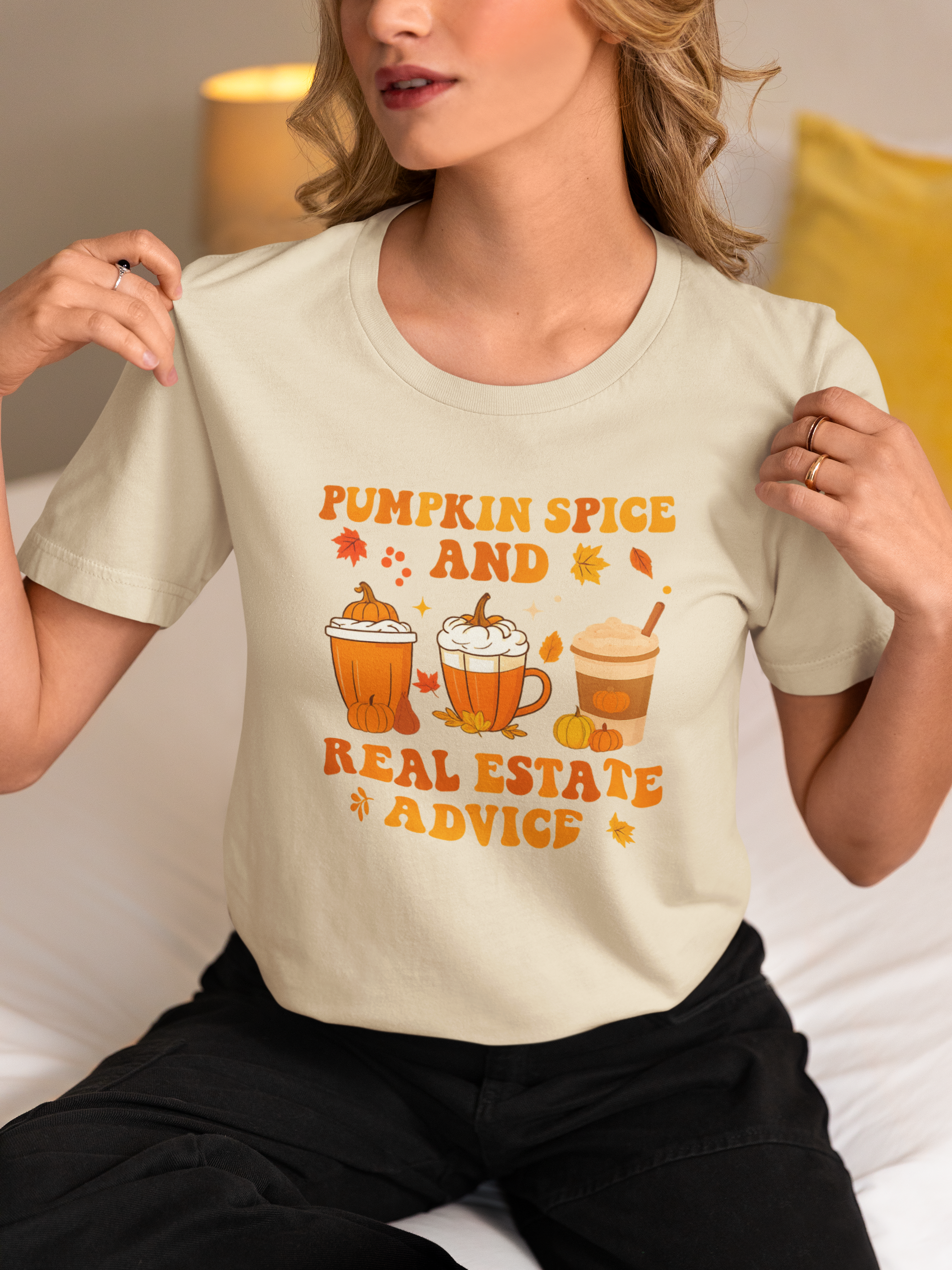 Seasonal Adult Graphic Tee | Pumpkin Spice Real Estate | Shop Sticker House Spooky Season