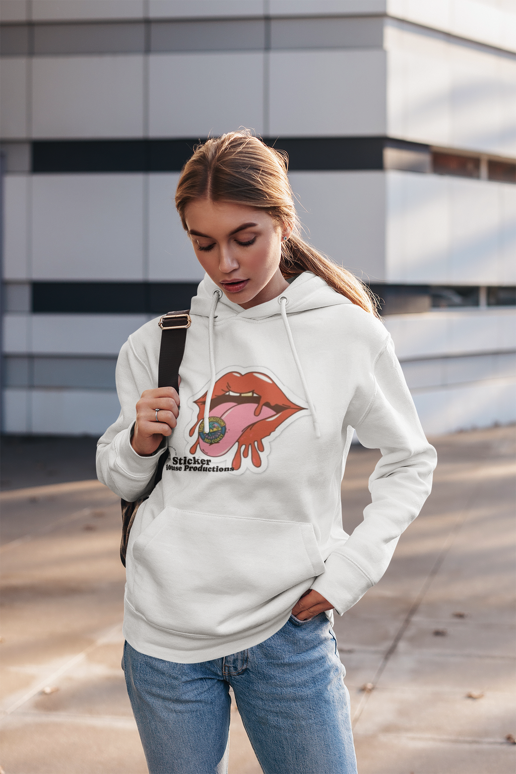 Midweight Hoodie | Bold Lips - Don't Trip | Hand Drawn Design