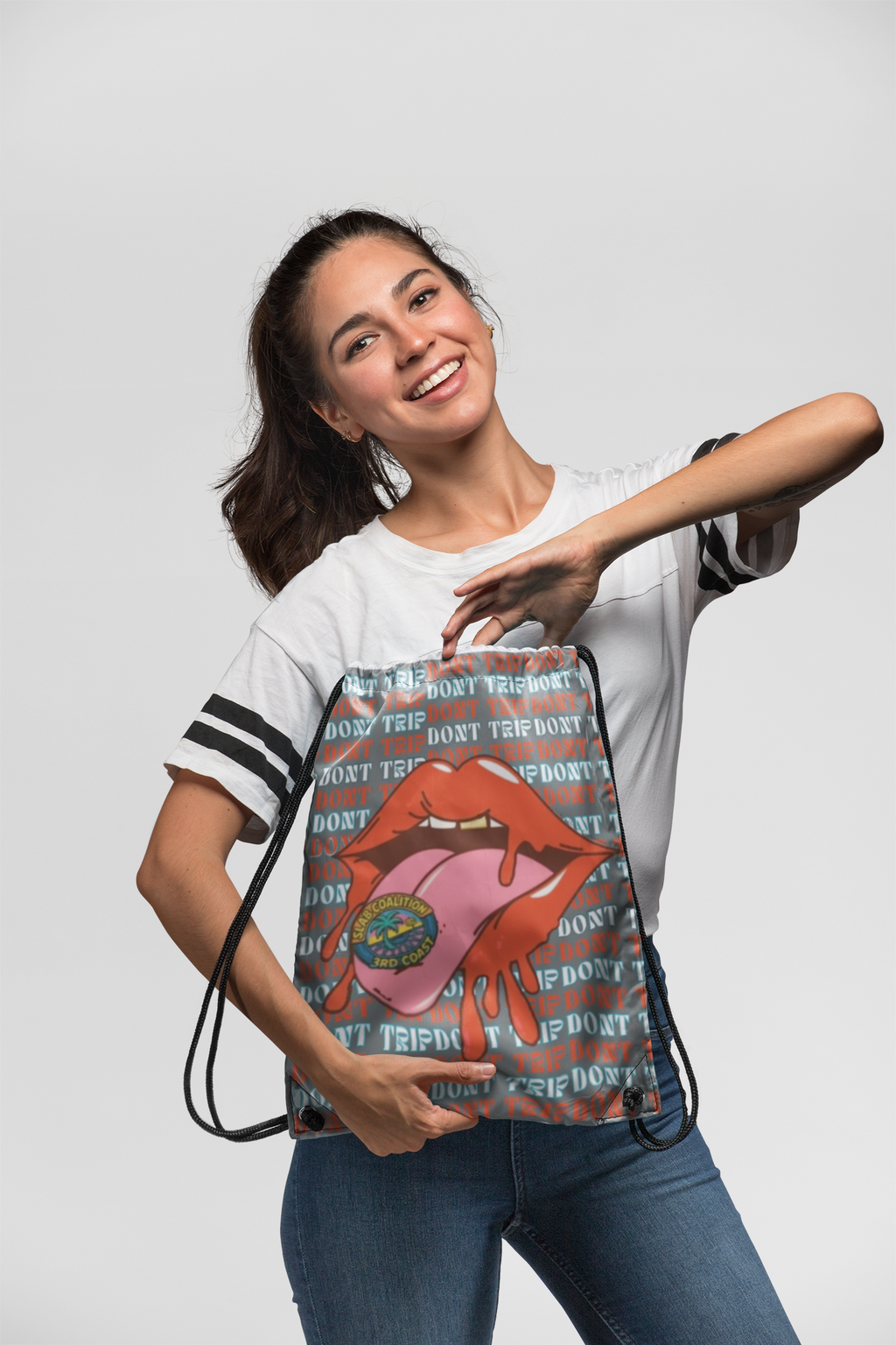 Trip Worthy Graphic Drawstring Bag | Hand Drawn Design - Perfect for Gym, Outdoor Activities, Festival Essentials