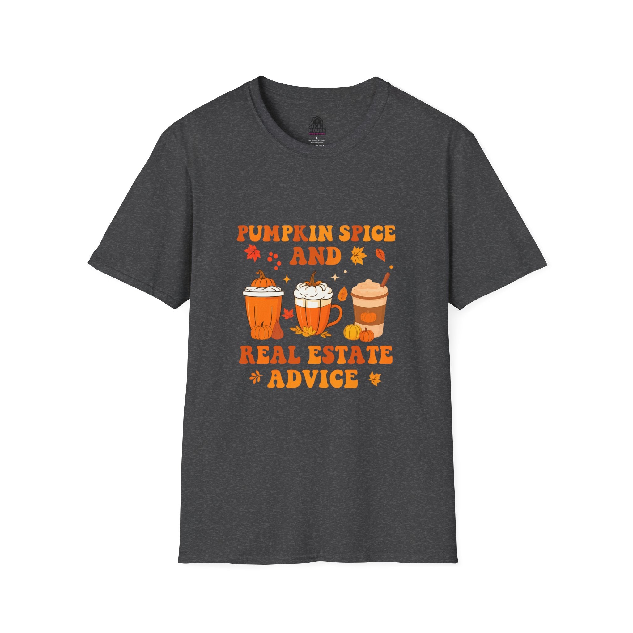 Seasonal Adult Graphic Tee | Pumpkin Spice Real Estate | Shop Sticker House Spooky Season