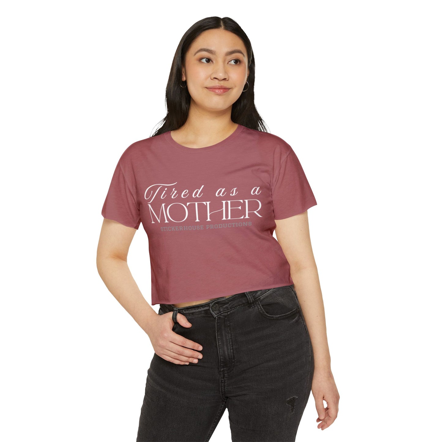 Tired as a Mother Festival Crop Top | Cute Women's Tee, Casual Outfit, Mother's Day Gift, Boho Style, Summer Fashion