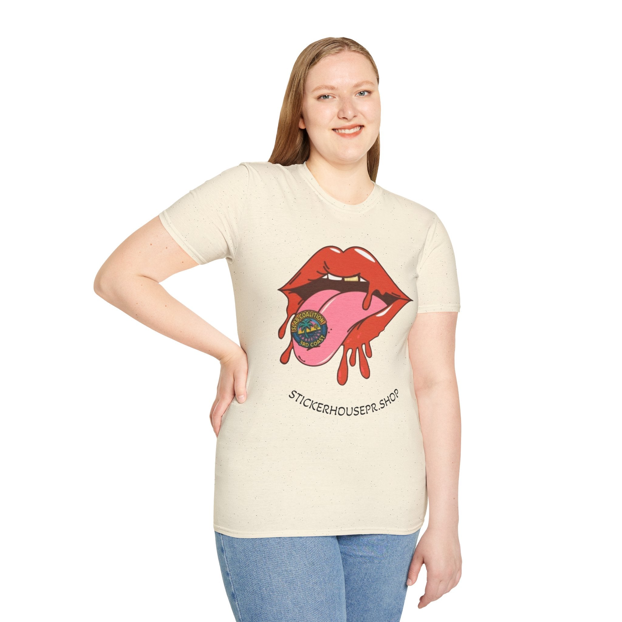 Soft Style Graphic Tee | Bold Lips - Don't Trip | Hand Drawn Design
