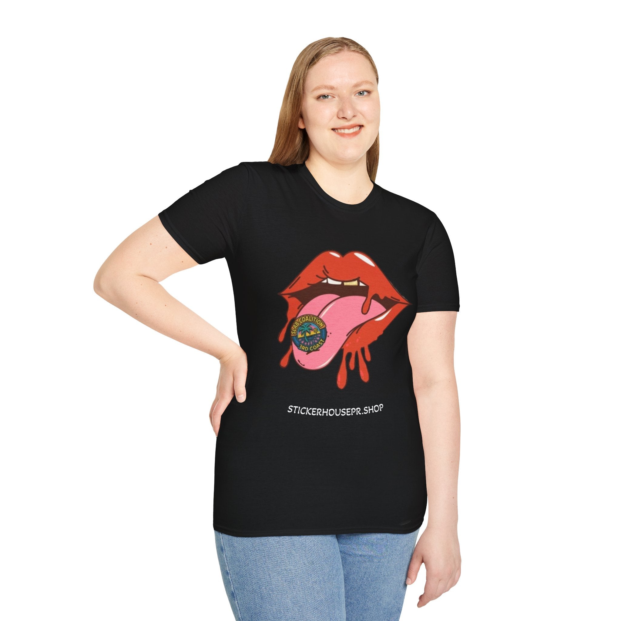 Soft Style Graphic Tee | Bold Lips - Don't Trip | Hand Drawn Design