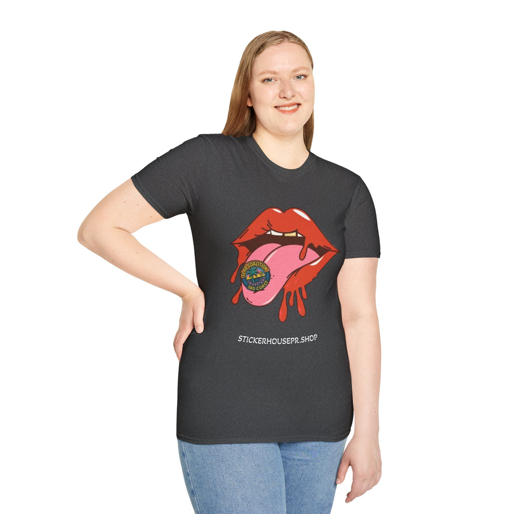 Soft Style Graphic Tee | Bold Lips - Don't Trip | Hand Drawn Design
