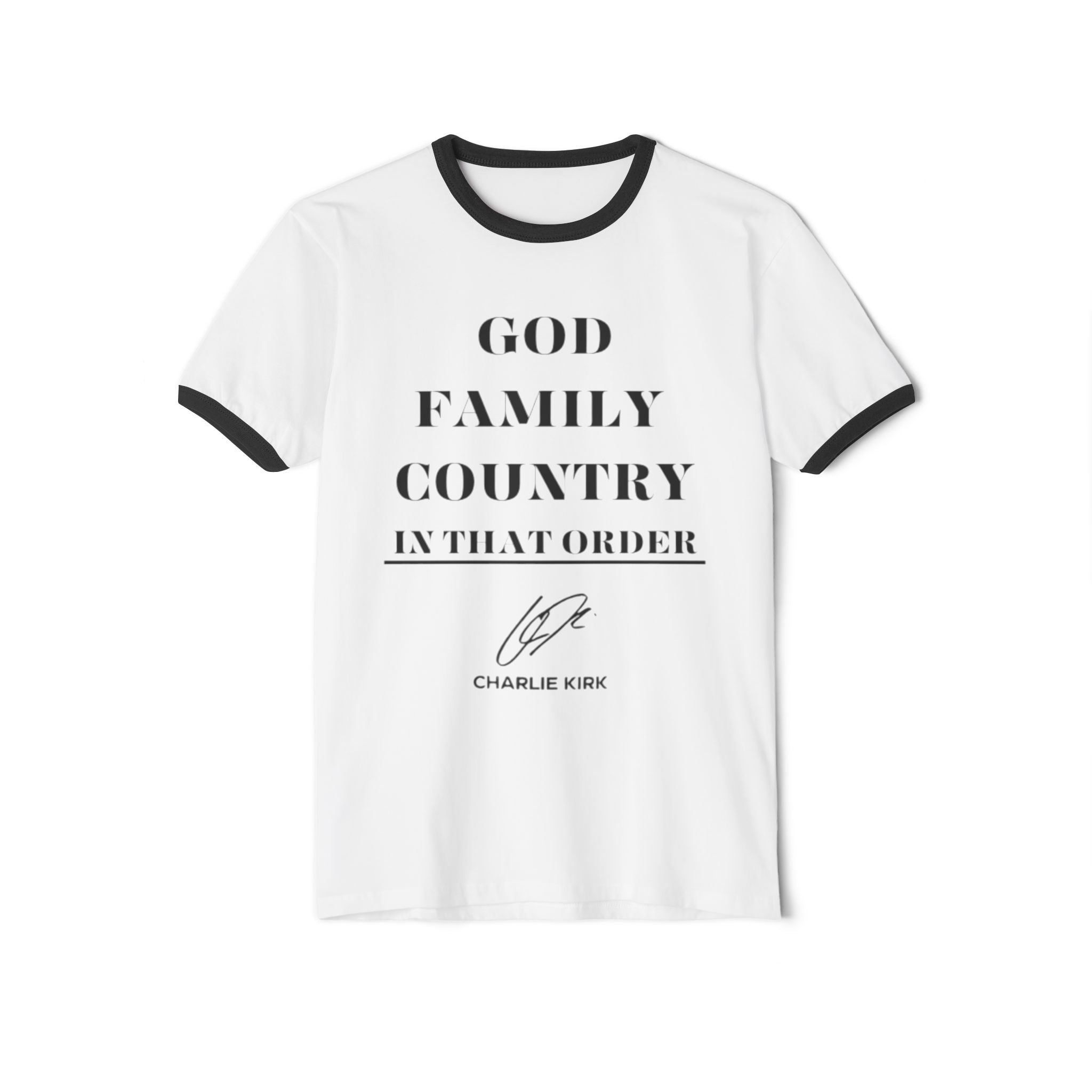 God Family Country | Charlie Kirk Memorial Tee | Shop Sticker House Memorial Collection