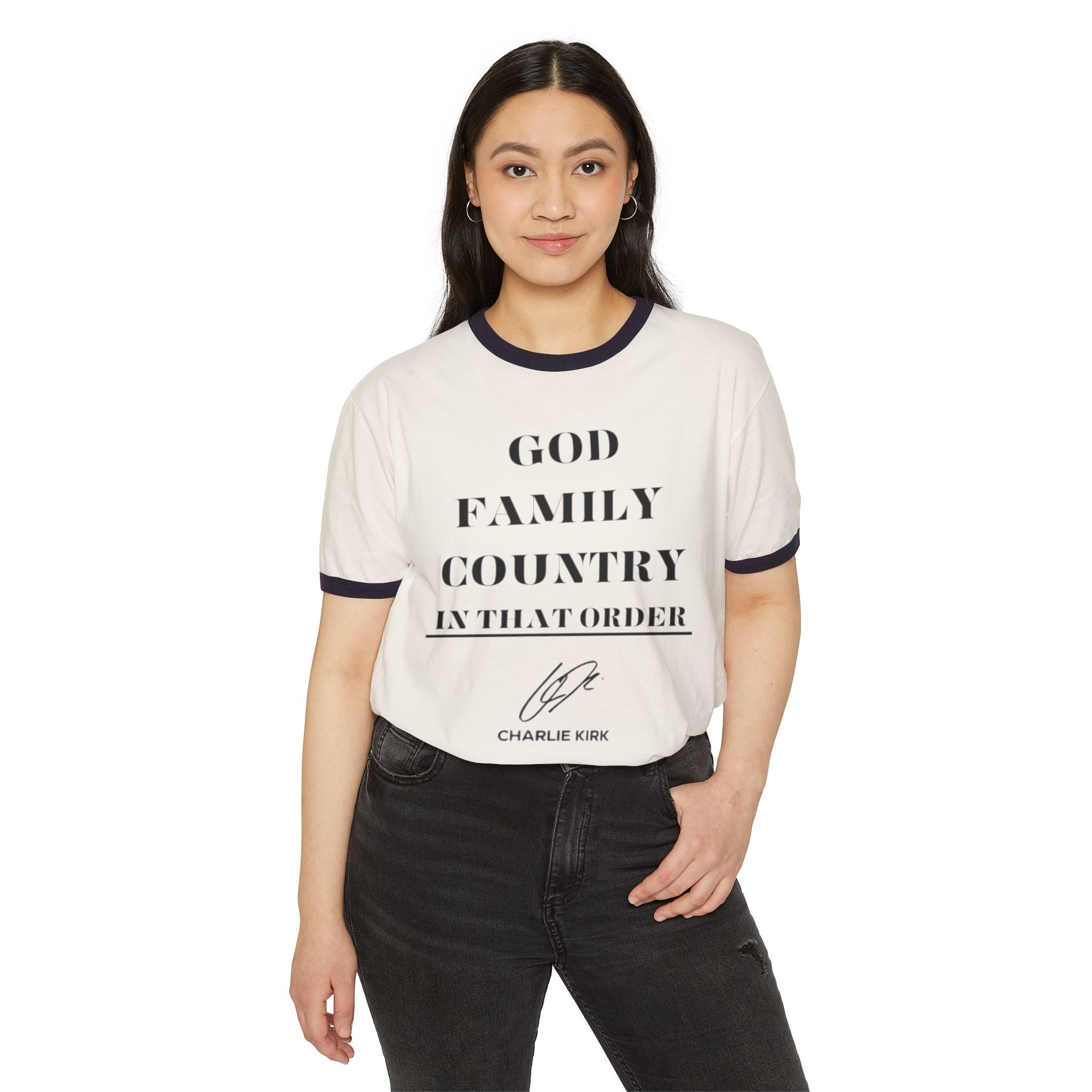 God Family Country | Charlie Kirk Memorial Tee | Shop Sticker House Memorial Collection