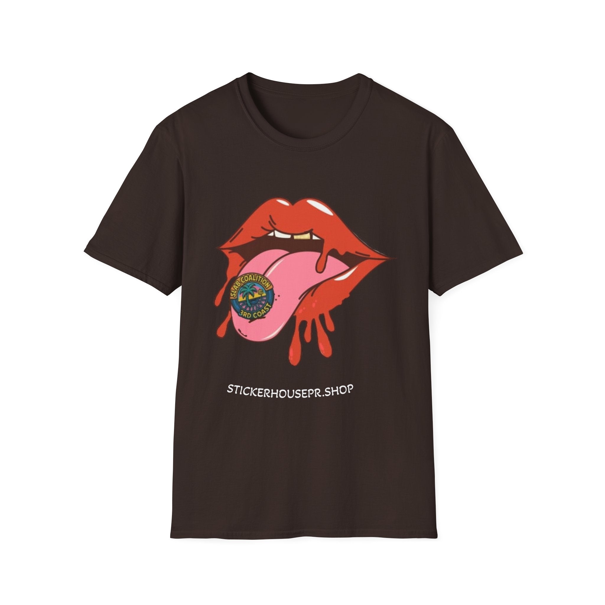 Soft Style Graphic Tee | Bold Lips - Don't Trip | Hand Drawn Design