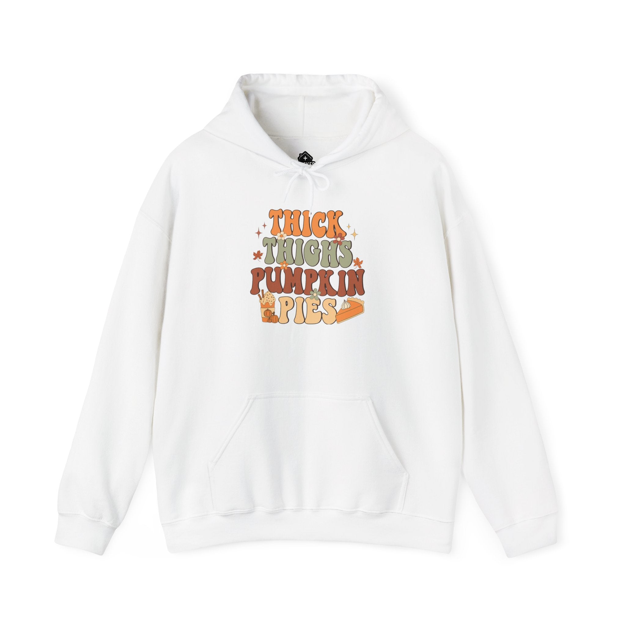 Funny Holiday Hooded Sweatshirt | Thick Thighs Pumpkin Pies | Shop Sticker House Fall Collection