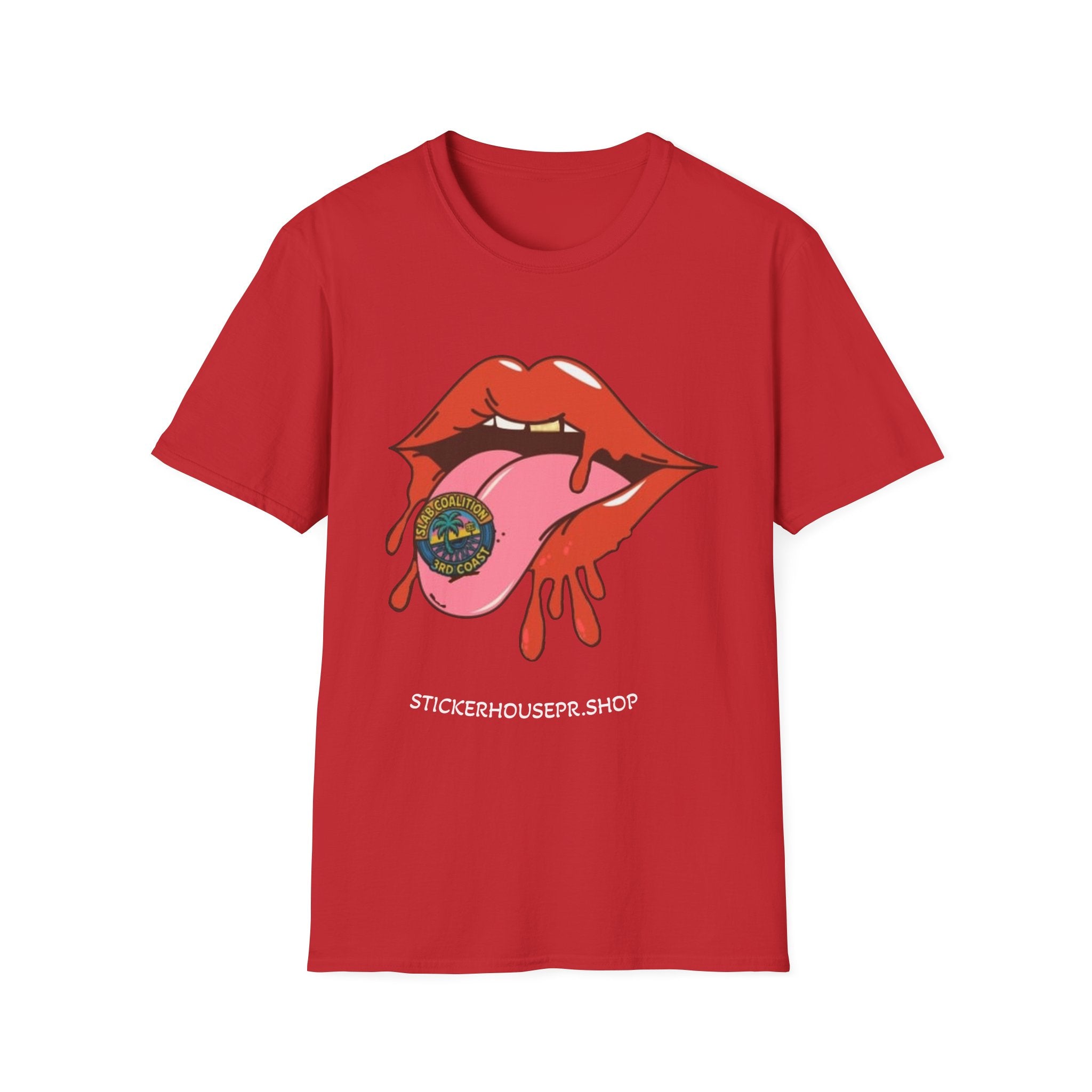 Soft Style Graphic Tee | Bold Lips - Don't Trip | Hand Drawn Design