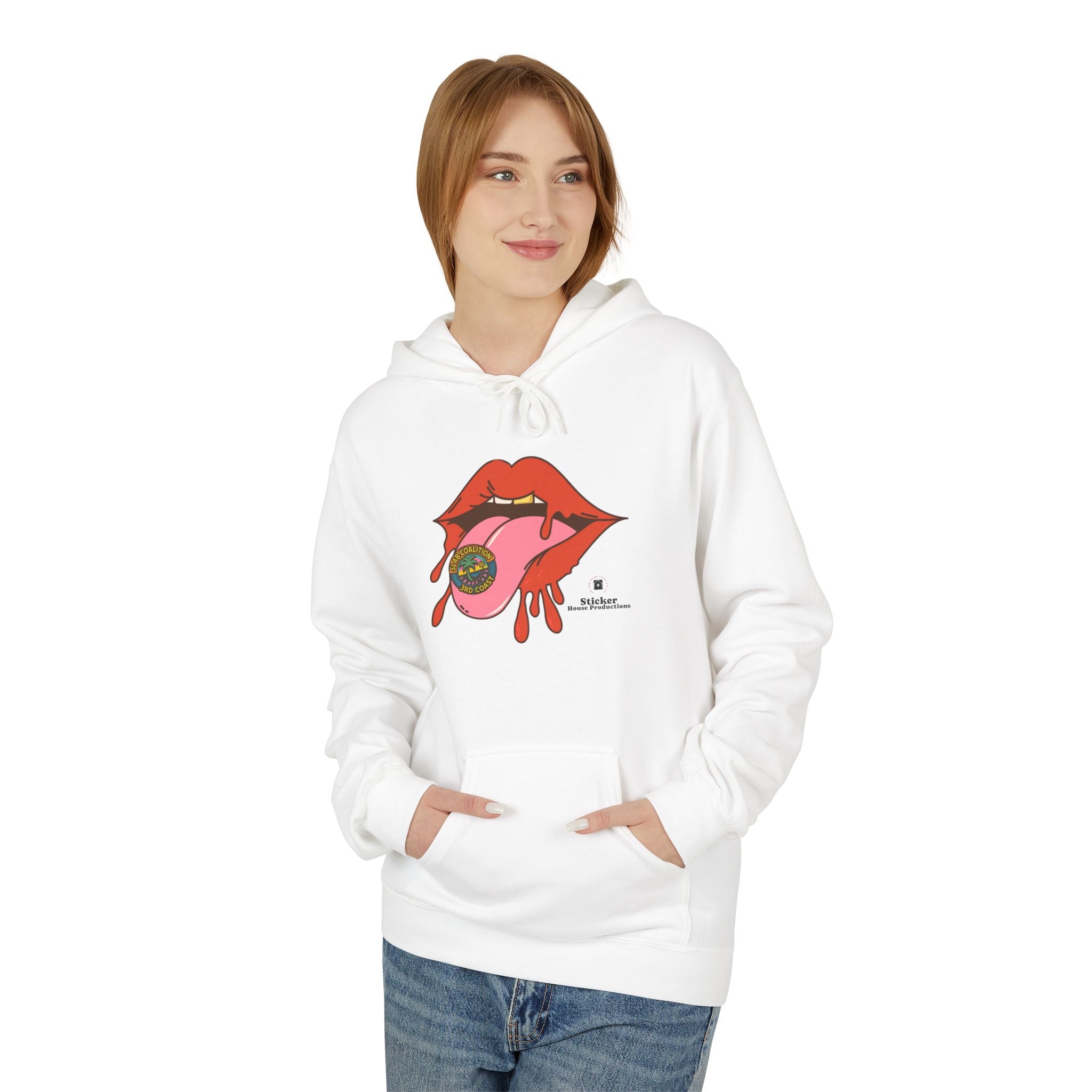 Midweight Hoodie | Bold Lips - Don't Trip | Hand Drawn Design