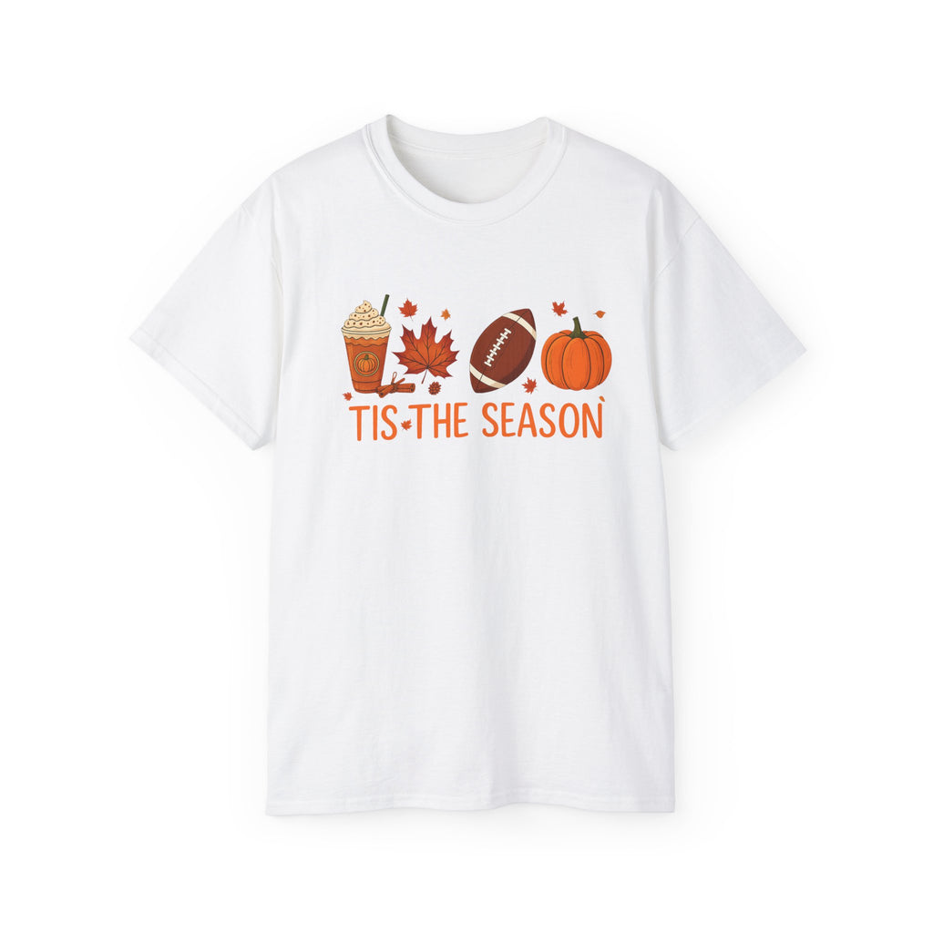 Fall-Themed Unisex Ultra Cotton Tee, Cozy Autumn Shirt, Fun Seasonal Apparel, Gift for Thanksgiving, Tis the Season Graphic Tee