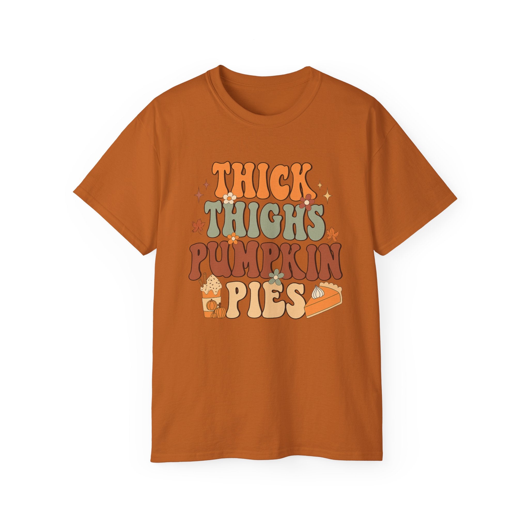 Thick Thighs Pumpkin Pies Shirt, Fall Graphic Tee, Cozy Casual Wear