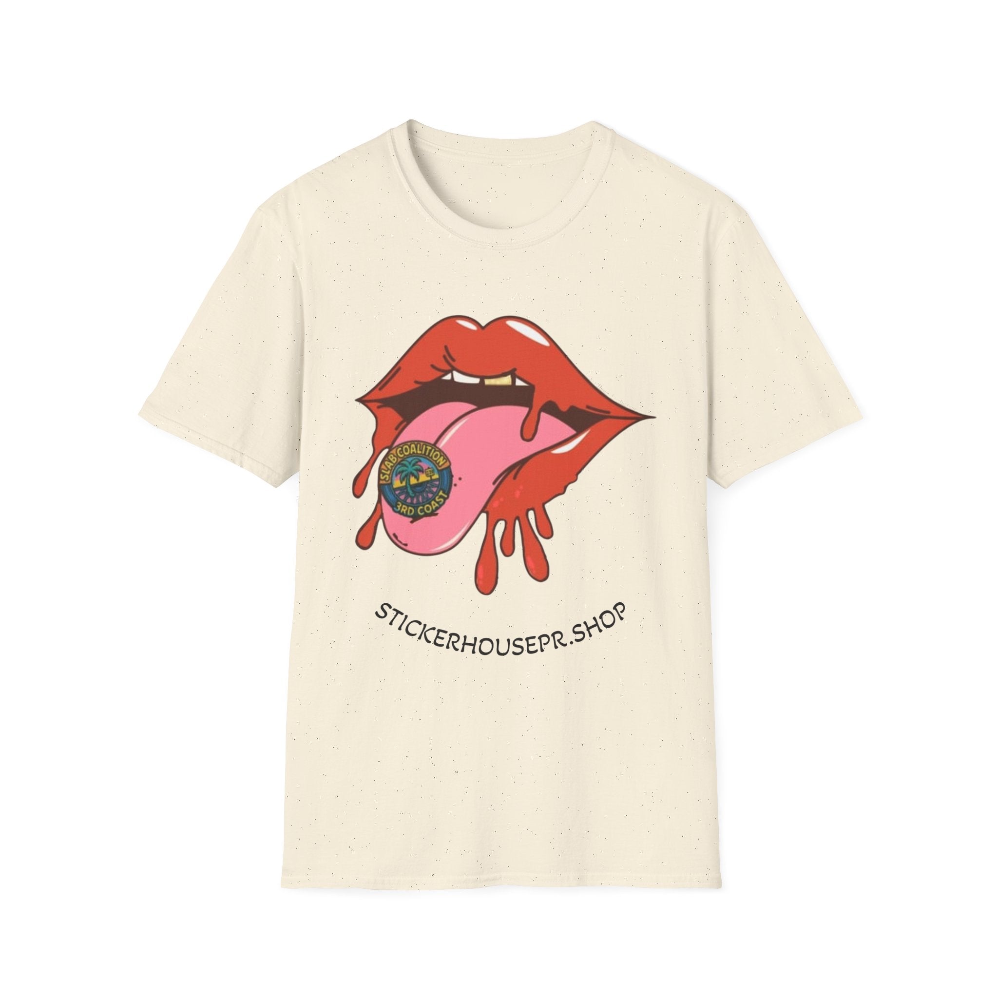 Soft Style Graphic Tee | Bold Lips - Don't Trip | Hand Drawn Design