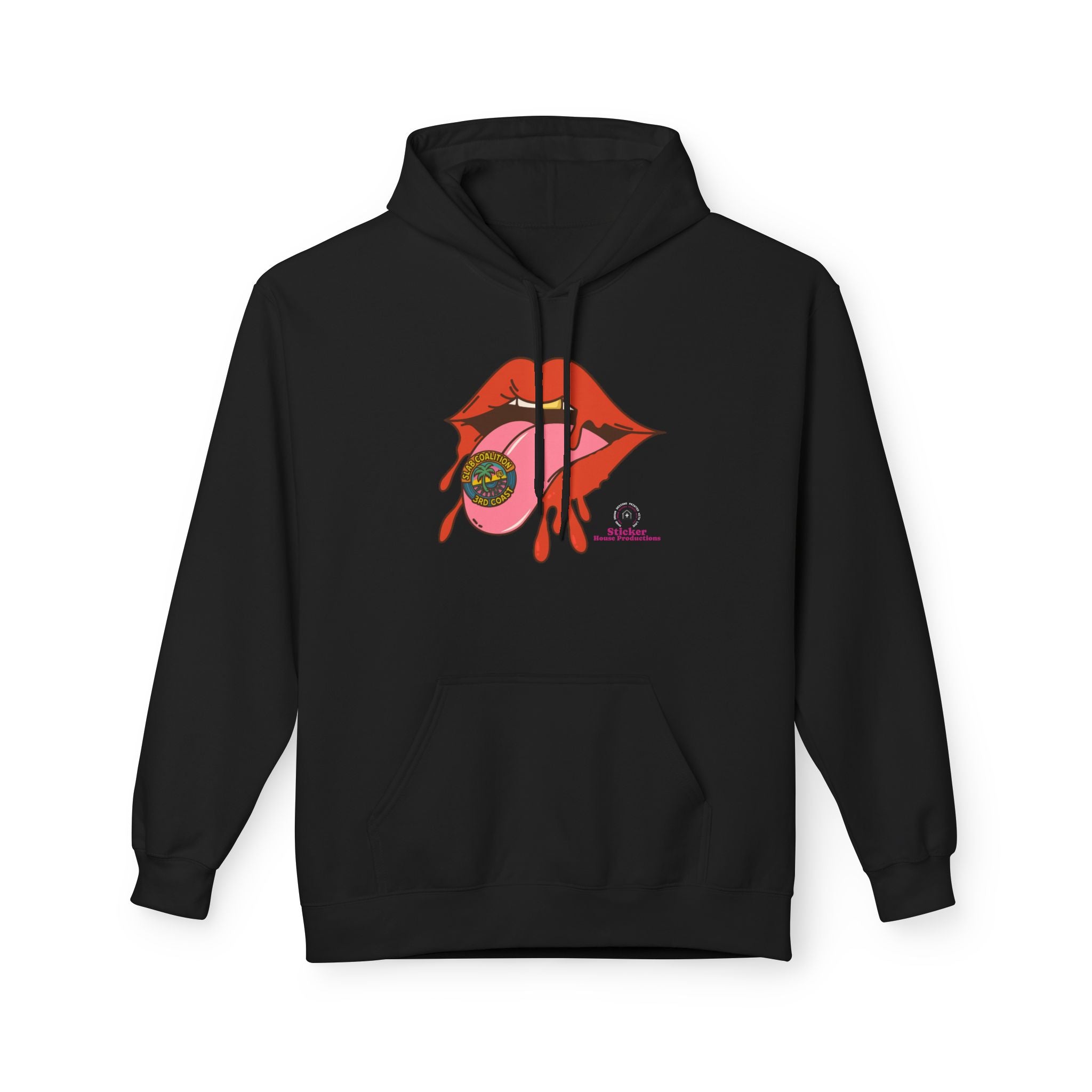 Midweight Hoodie | Bold Lips - Don't Trip | Hand Drawn Design