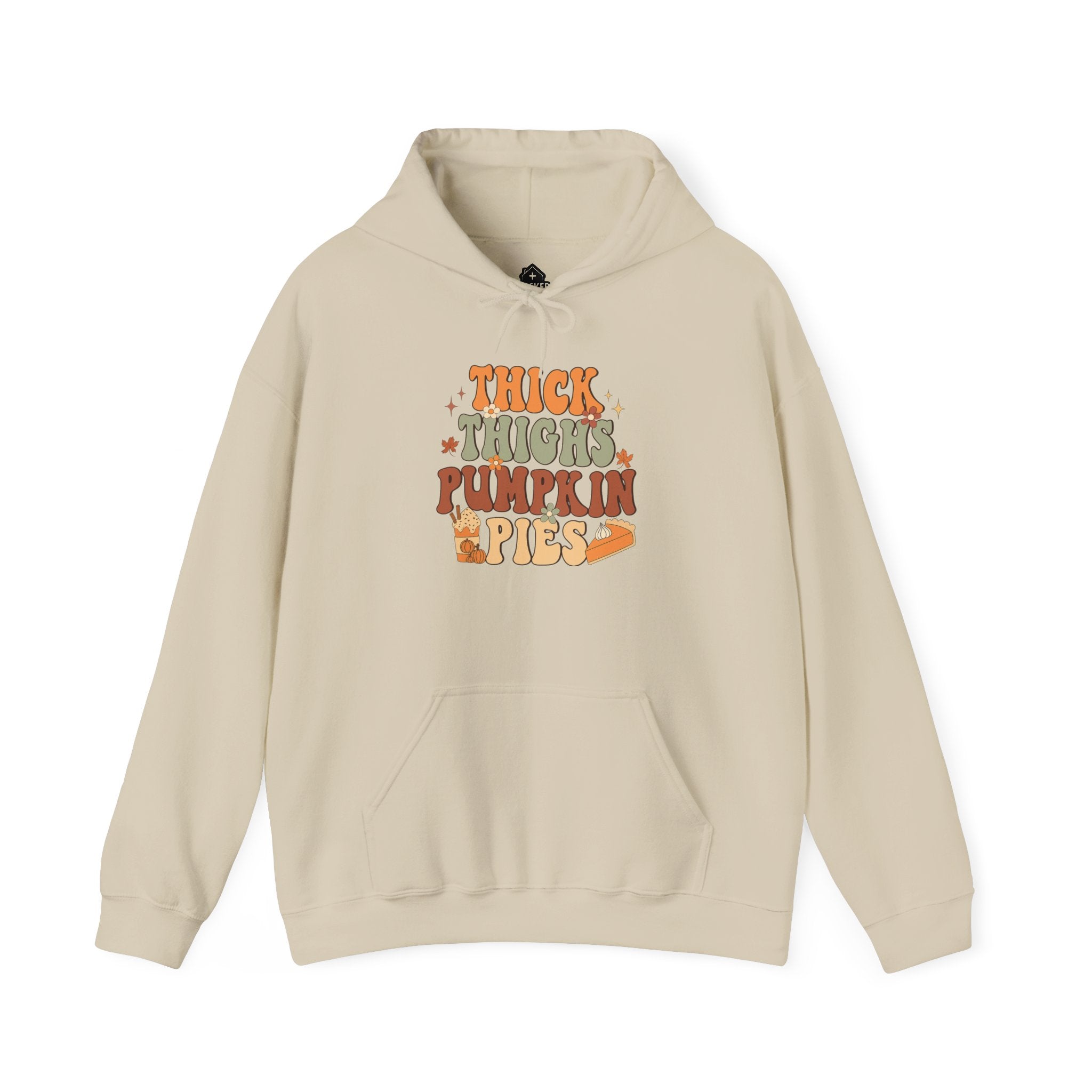 Funny Holiday Hooded Sweatshirt | Thick Thighs Pumpkin Pies | Shop Sticker House Fall Collection
