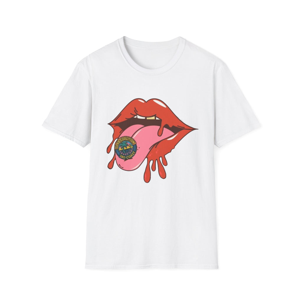 Soft Style Graphic Tee | Bold Lips - Don't Trip | Hand Drawn Design