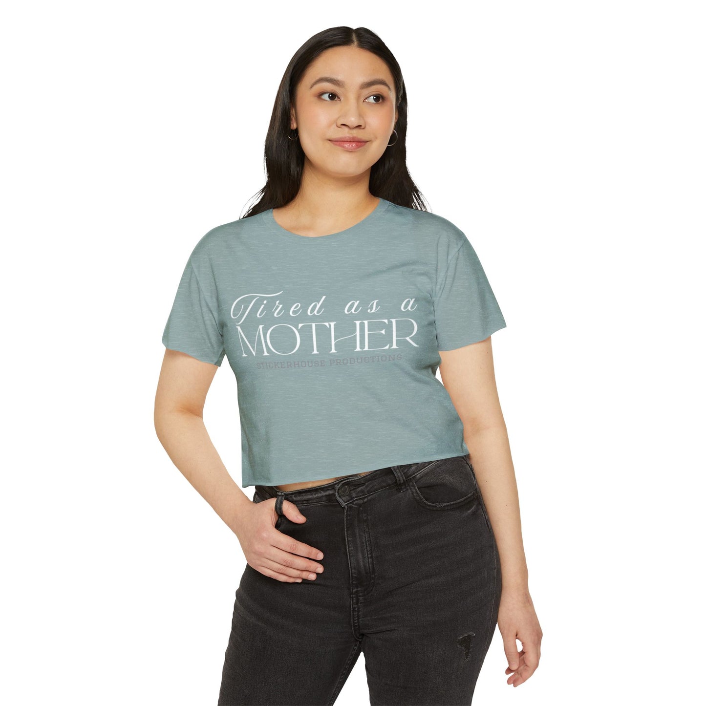Tired as a Mother Festival Crop Top | Cute Women's Tee, Casual Outfit, Mother's Day Gift, Boho Style, Summer Fashion