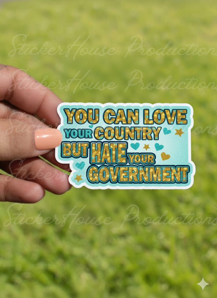 Love/Hate Gov-USA die cut sticker