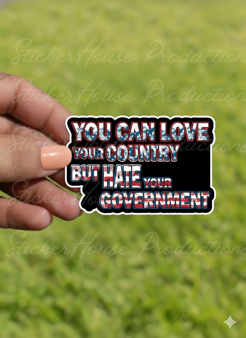 Love/Hate Gov-USA die cut sticker